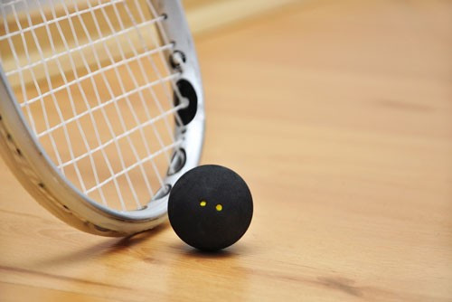 squash racket and ball